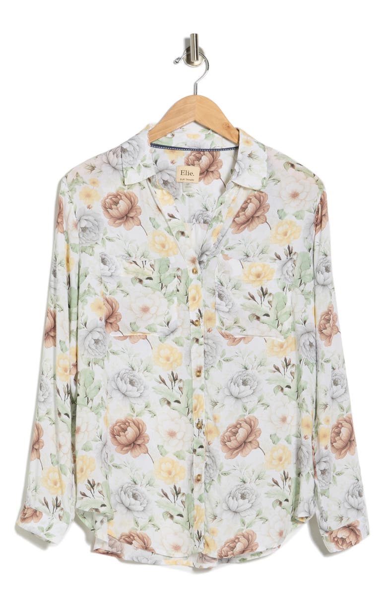 ELIE ELIE TAHARI Floral Button-Down Shirt, Alternate, color, Pastel Flowers