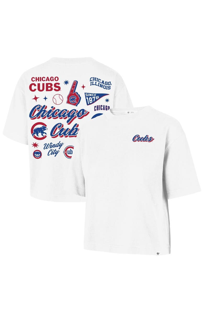 '47 Women's '47  White Chicago Cubs Collage Script Reed City T-Shirt, Main, color, White