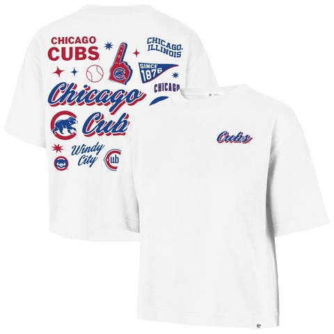 Women's '47  White Chicago Cubs Collage Script Reed City T-Shirt