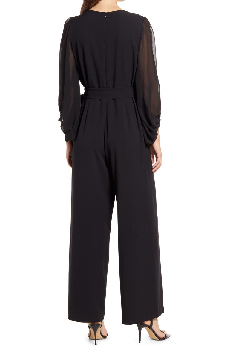 Donna Ricco Long Sleeve Wrap Jumpsuit, Alternate, color,