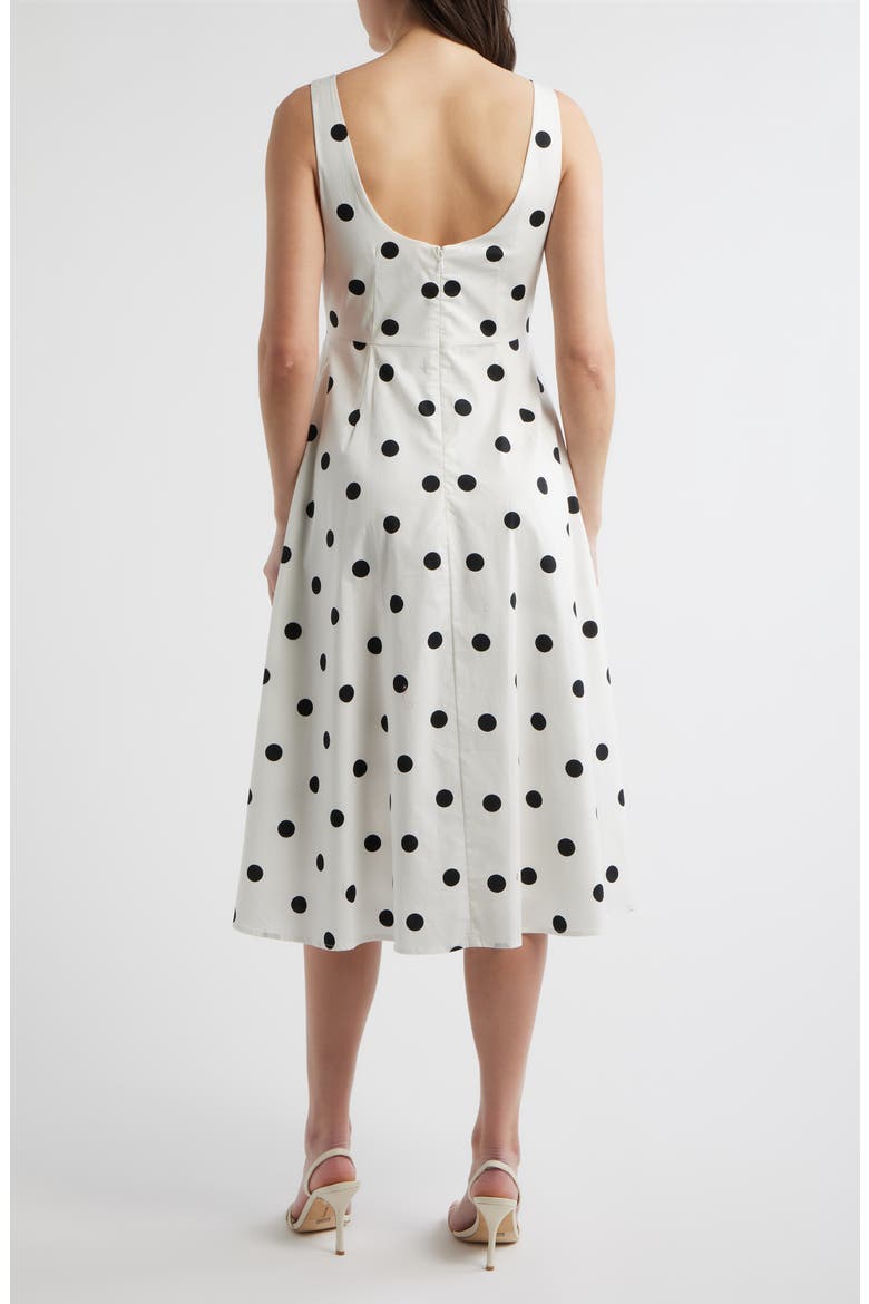 Polka Dot Sleeveless Stretch Cotton Dress, Alternate, color, WHITE/ BLACK