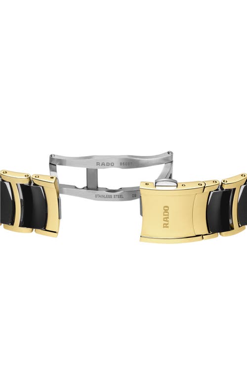 Rado Unisex Swiss Centrix Diamond (1/20 Ct. T.w.) Black Ceramic & Gold Pvd Bracelet Watch 40mm In Black