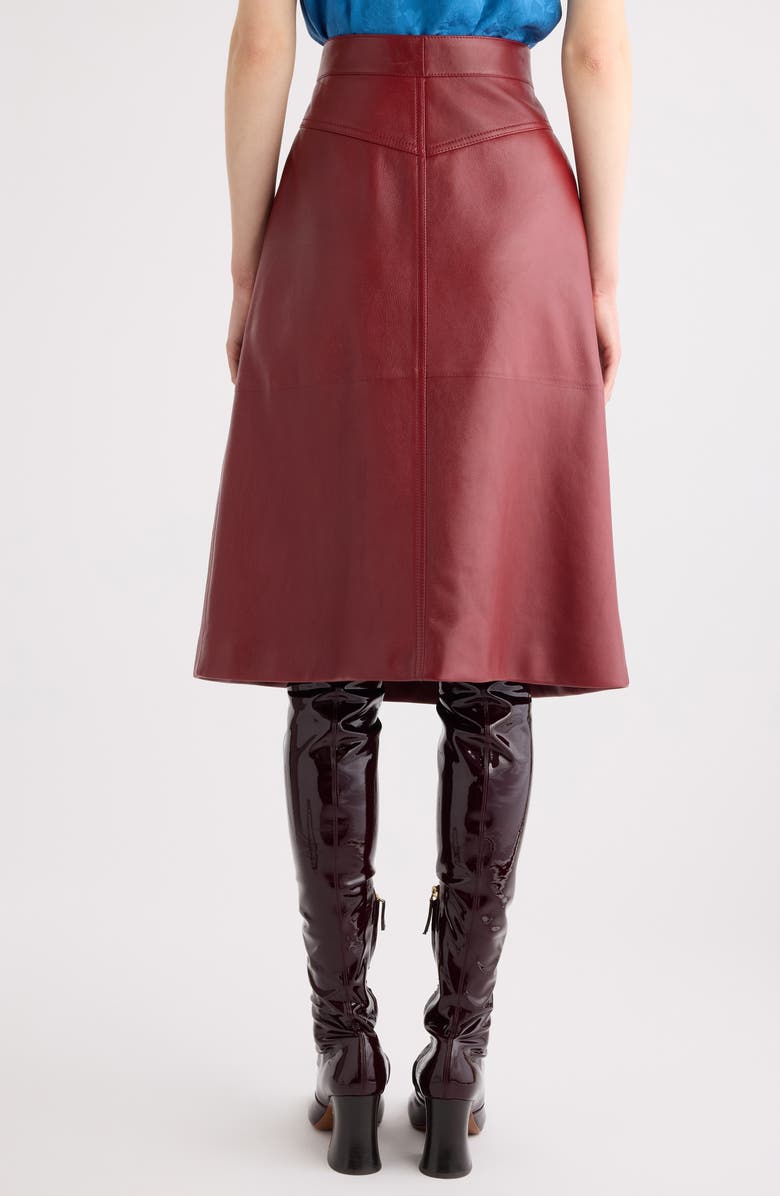 Chloé Inverted Pleat Lambskin Leather Skirt, Alternate, color, Dark Ruby