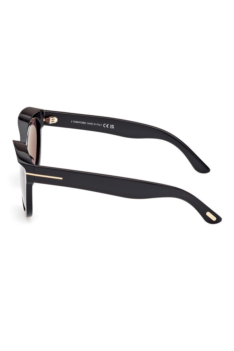 Tamara 54mm Round Sunglasses, Alternate, color, SHINY BLACK / SMOKE