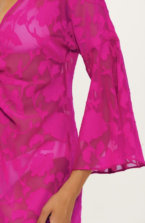 Becca Victoria Garden Burnout Chiffon Cover-up Tunic In Azalea