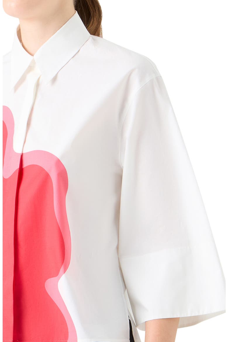 Abstract Floral Three Quarter Sleeve Button-Up Shirt, Alternate, color, CREAM-MULTICOLOR