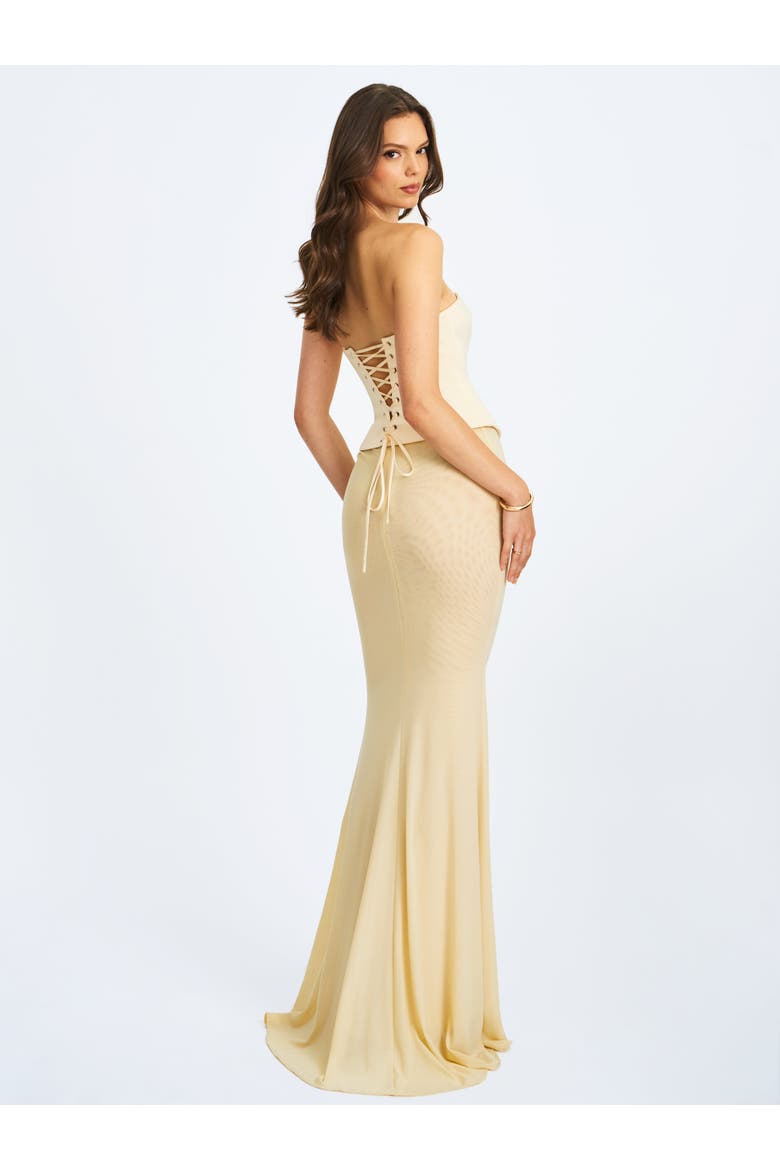 Adelina Peplum Mermaid Gown with Lace-up Back, Alternate, color, Butter Yellow