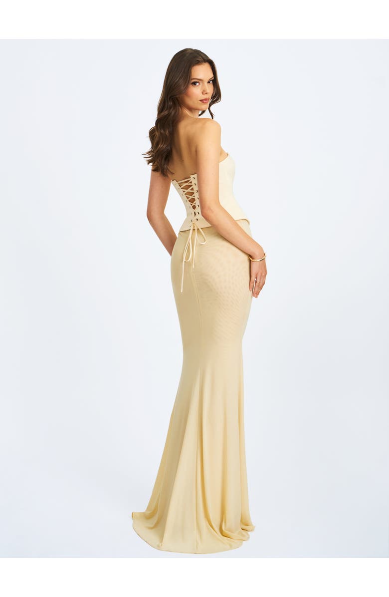 Miss Circle Adelina Peplum Mermaid Gown with Lace-up Back, Alternate, color, Butter Yellow