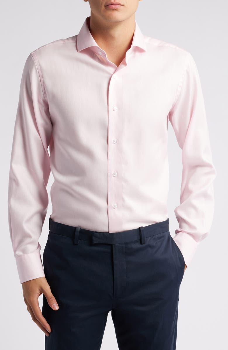 Lorenzo Uomo Herringbone Textured Button-Up Shirt, Main, color, Pink