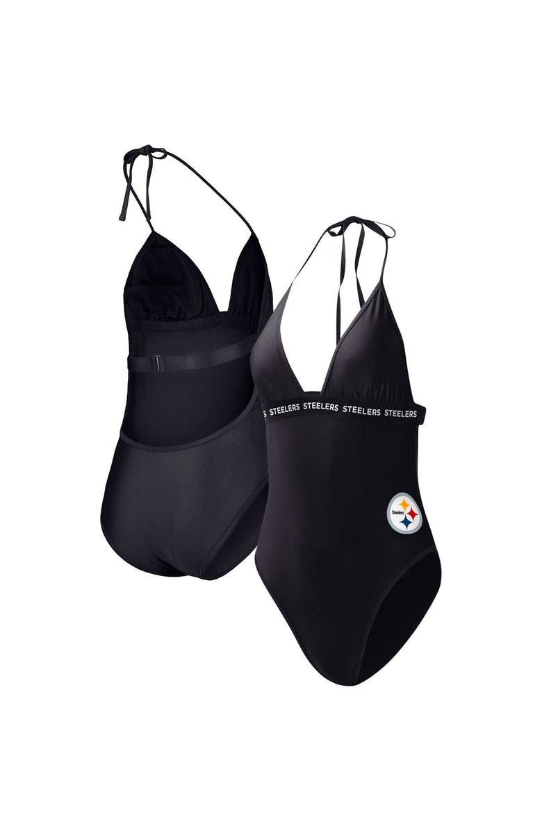 G-III 4HER BY CARL BANKS Women's G-III 4Her by Carl Banks Black Pittsburgh Steelers Full Count One-Piece Swimsuit, Main, color, Black