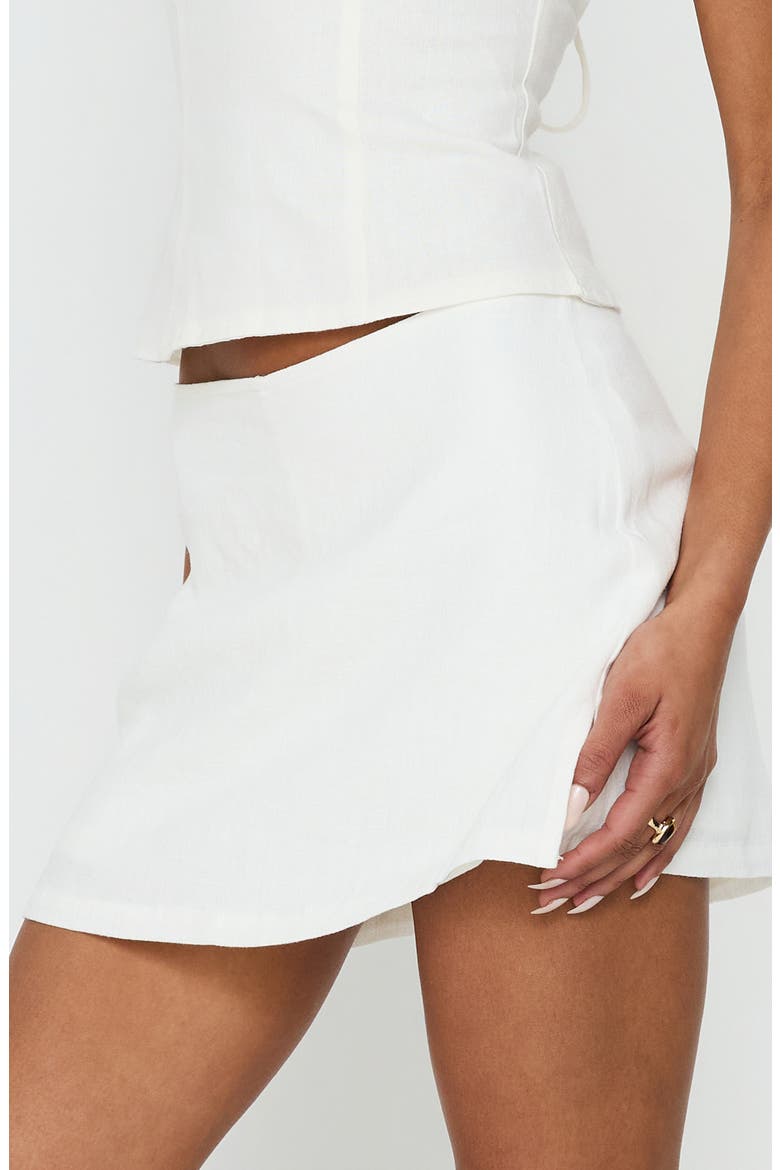 Gigi Linen Blend Miniskort, Alternate, color, WHITE