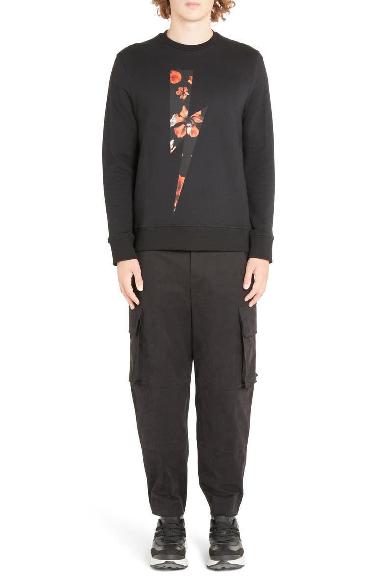 Neil Barrett Thunderbolt Flower Graphic Sweatshirt, Alternate, color,