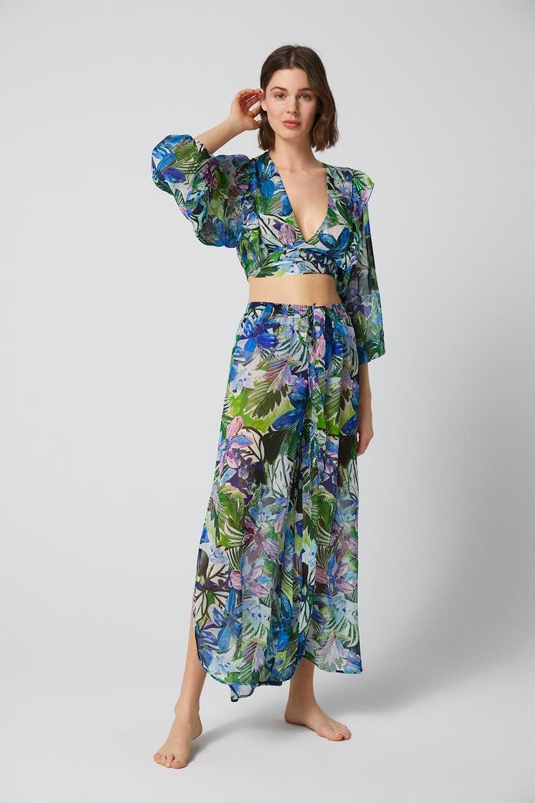 Flowers Anemon Pants, Alternate, color, Blue
