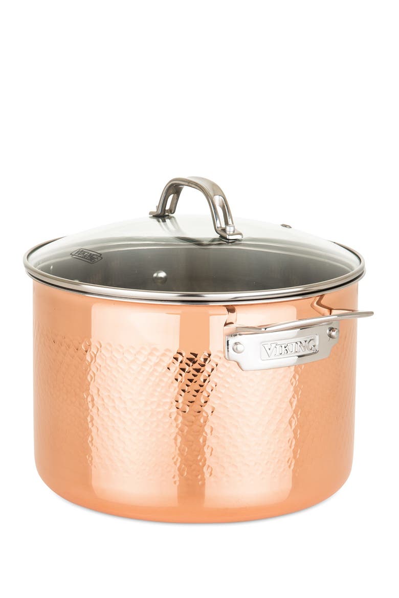 Copper Clad 3-Ply Hammered 10-Piece Cookware Set, Alternate, color, COPPER