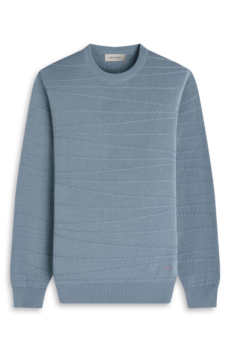 Bugatchi Textured Cotton & Silk Crewneck Sweater, Alternate, color, Shark