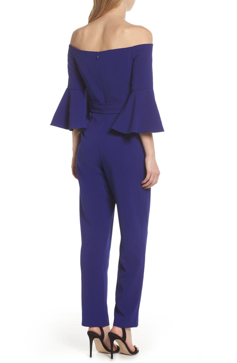 Eliza J Off the Shoulder Bell Sleeve Slim Leg Jumpsuit, Alternate, color,