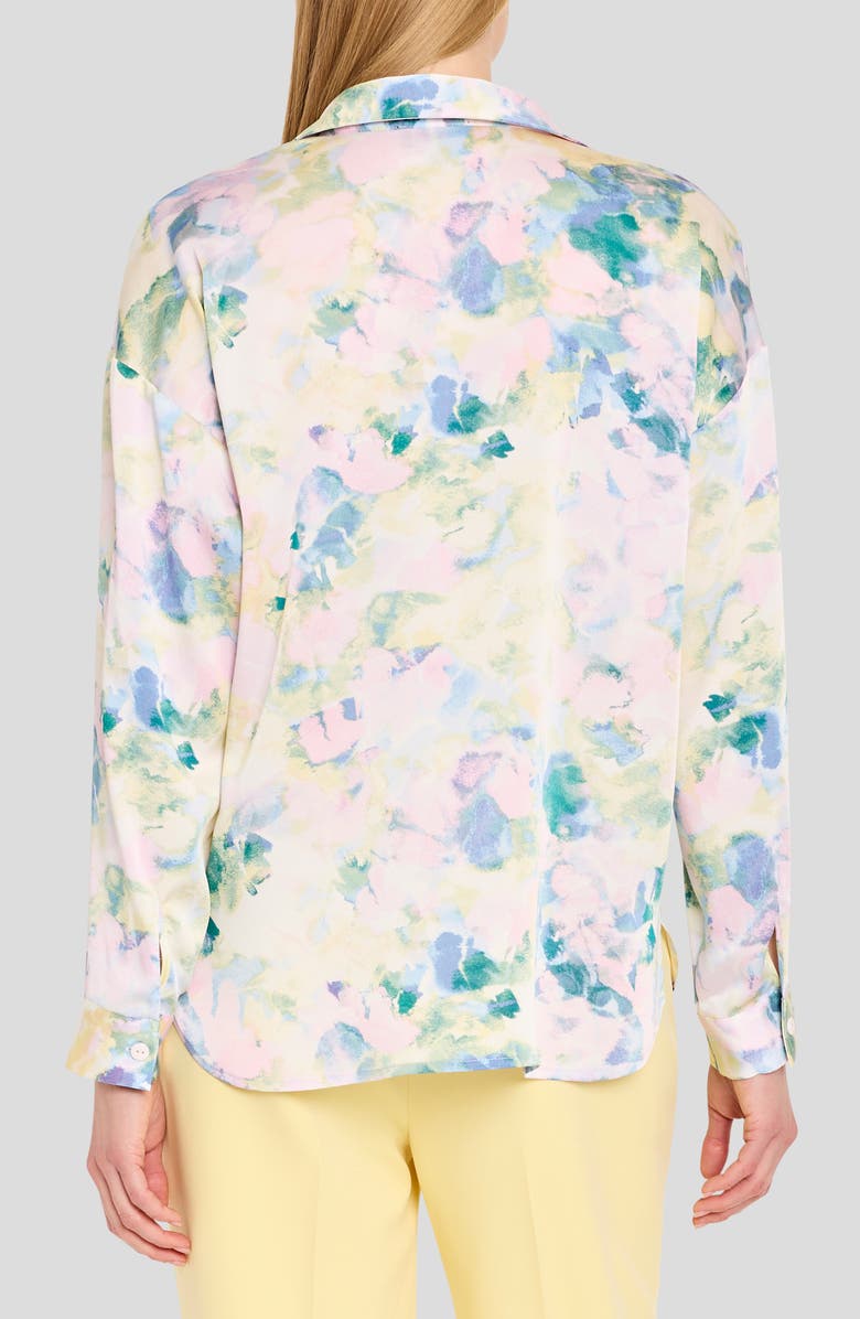 Tahari ASL Watercolor Floral Print Shirt, Alternate, color, Blush Buttercup