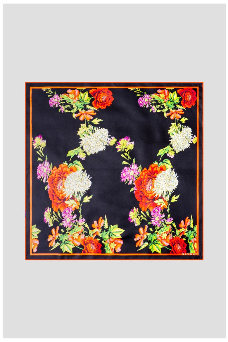Imperial Silk Scarf Dragon Print, Main, color, Black