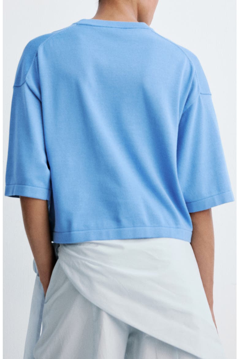 Oversize Elbow Sleeve Cotton Sweater, Alternate, color, BLUE