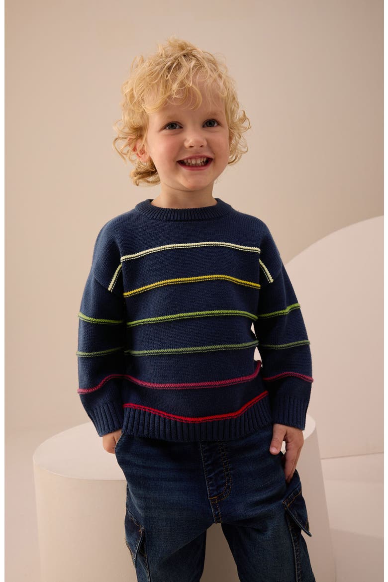 Kids' Colorblock Stripe Sweater, Alternate, color, NAVY