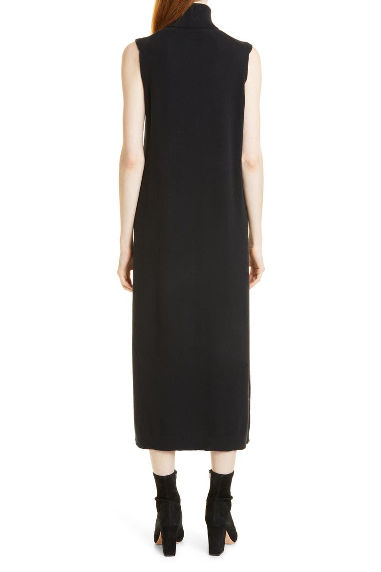 Sleeveless Turtleneck Cashmere Midi Sweater Dress, Alternate, color, BLACK