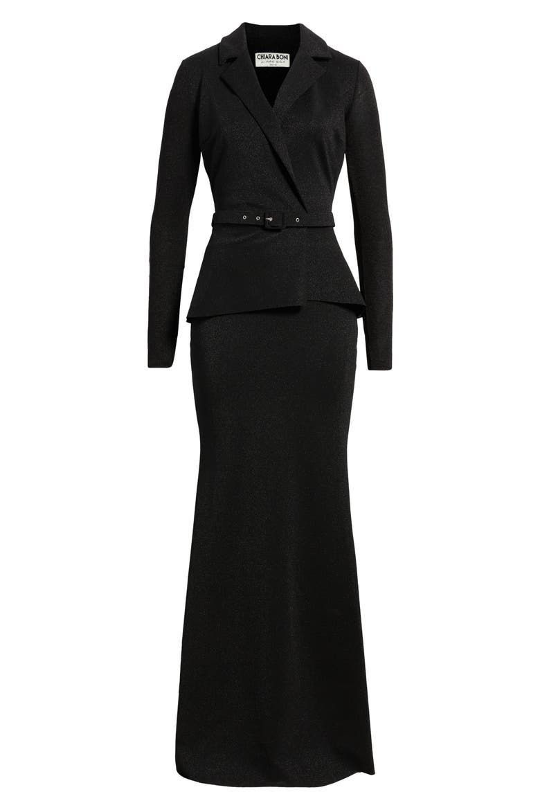 Thadira Belted Long Sleeve Dress, Alternate, color, BLACK