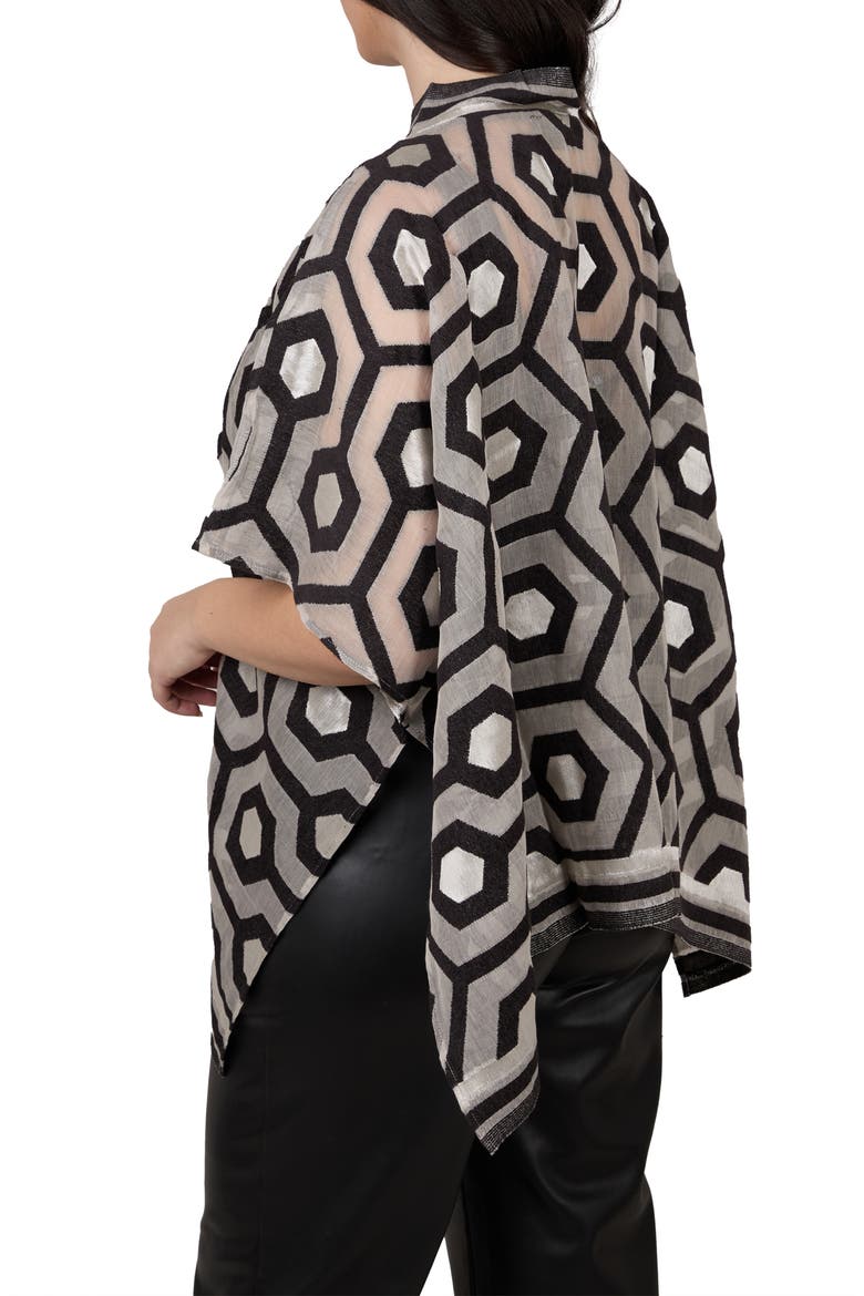 Geo Poncho, Alternate, color, BLACK
