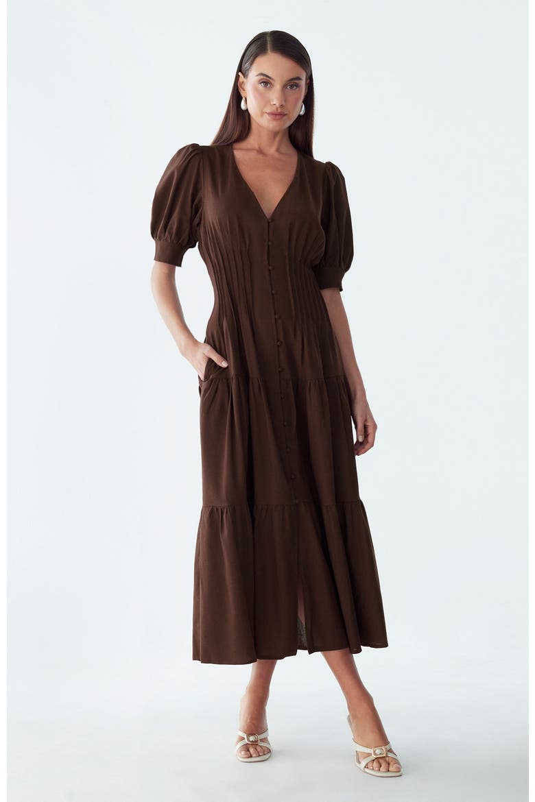 Apple Midi Dress, Alternate, color, Chocolate