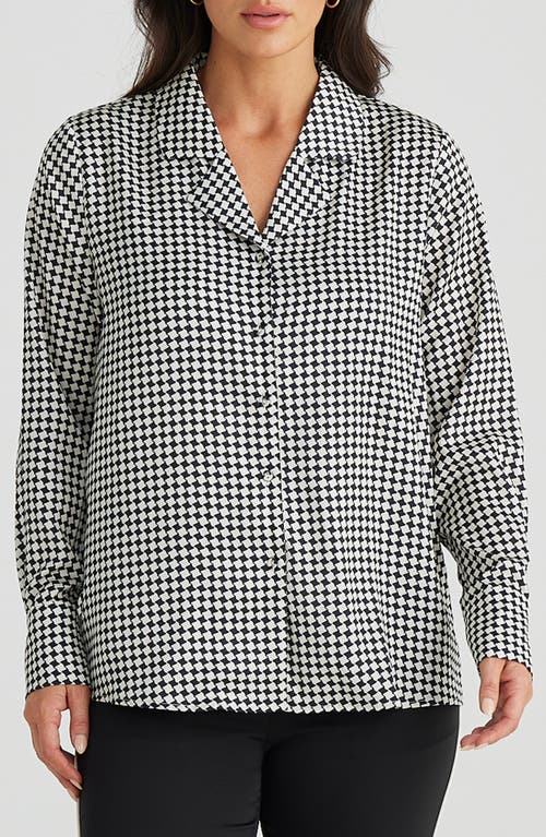 BRAVE + TRUE BRAVE+TRUE CARRINGTON HOUNDSTOOTH CHECK SATIN BUTTON-UP SHIRT
