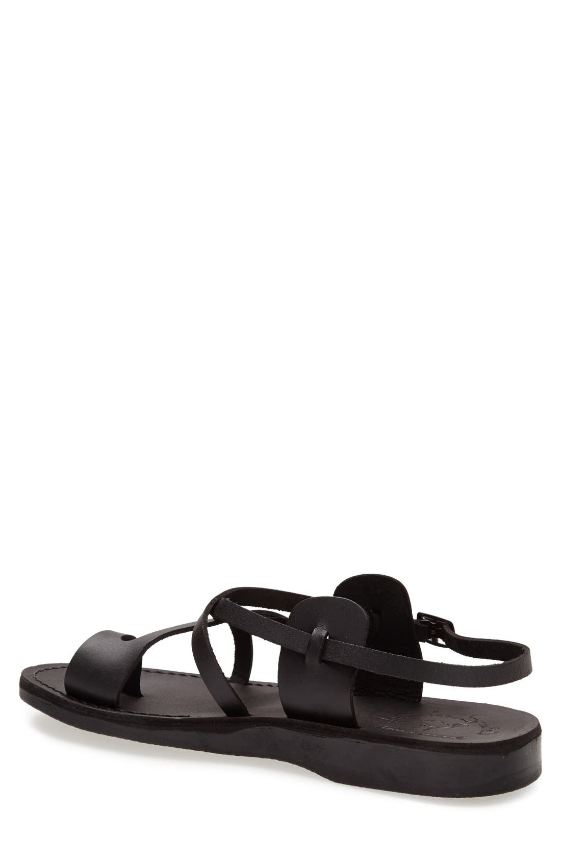 'The Good Shepherd' Leather Sandal, Alternate, color, BLACK
