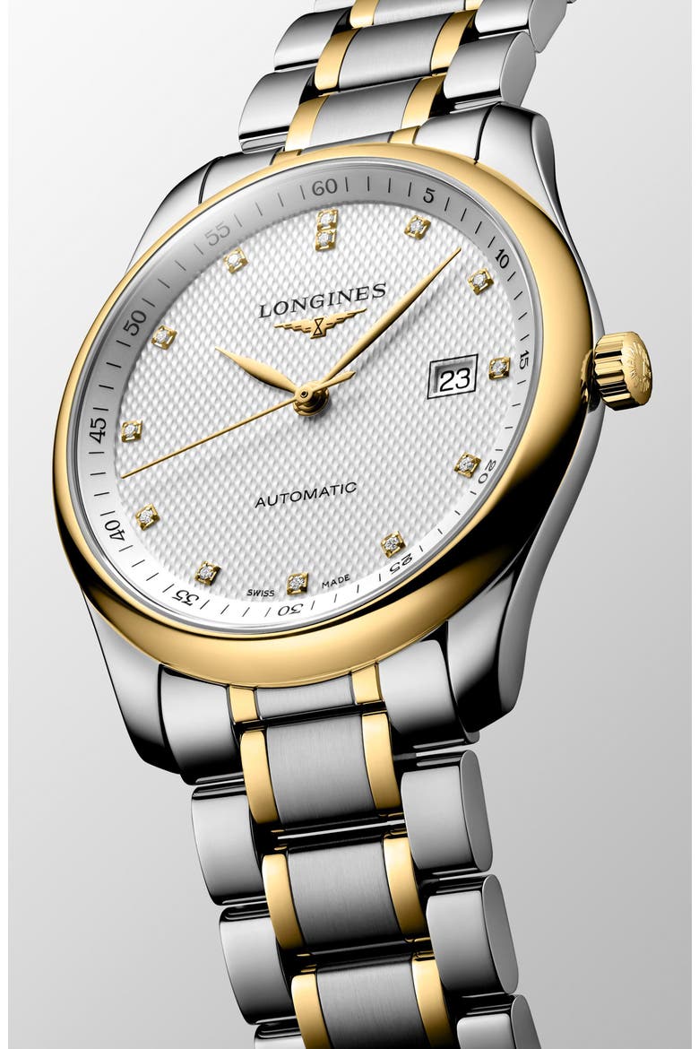 Master Collection Diamond Automatic Bracelet Watch, 40mm, Alternate, color, WHITE