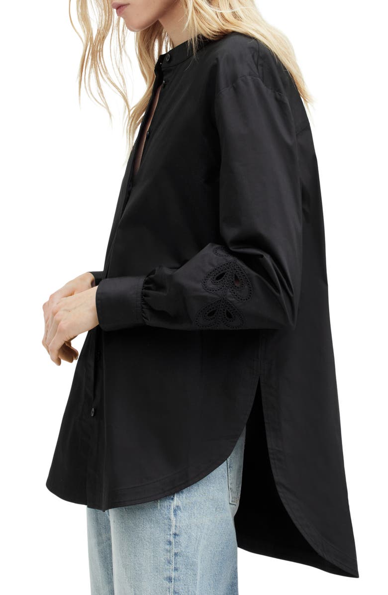 AllSaints Marcie Val Cotton Button-Up Shirt, Alternate, color, Black