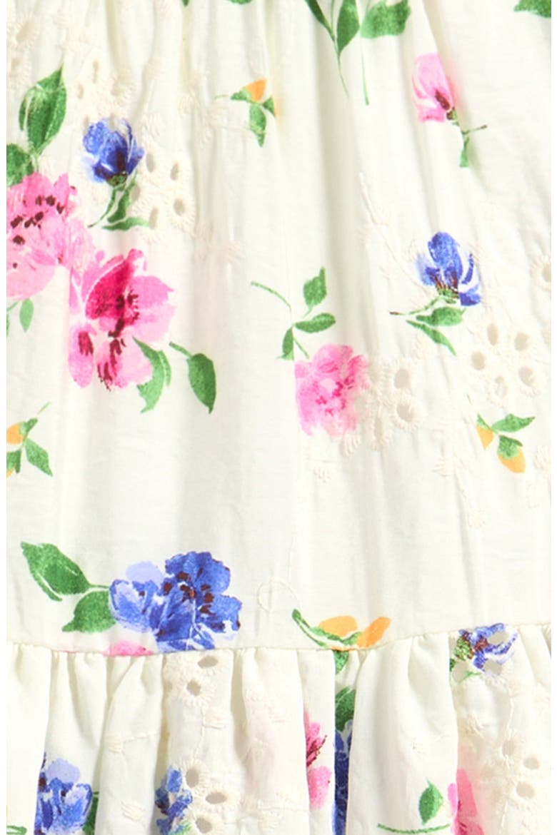 Kids' Puff Sleeve Burnout Chiffon Tiered Party Dress, Alternate, color, IVORY