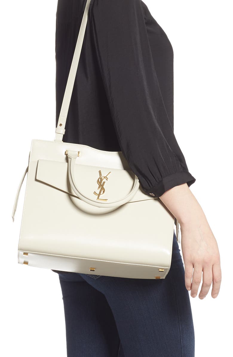 Saint Laurent Uptown Small Cabas Leather Satchel, Alternate, color,