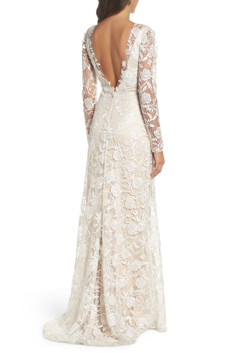 Tadashi Shoji Long Sleeve A-Line Sheath Gown, Alternate, color, 