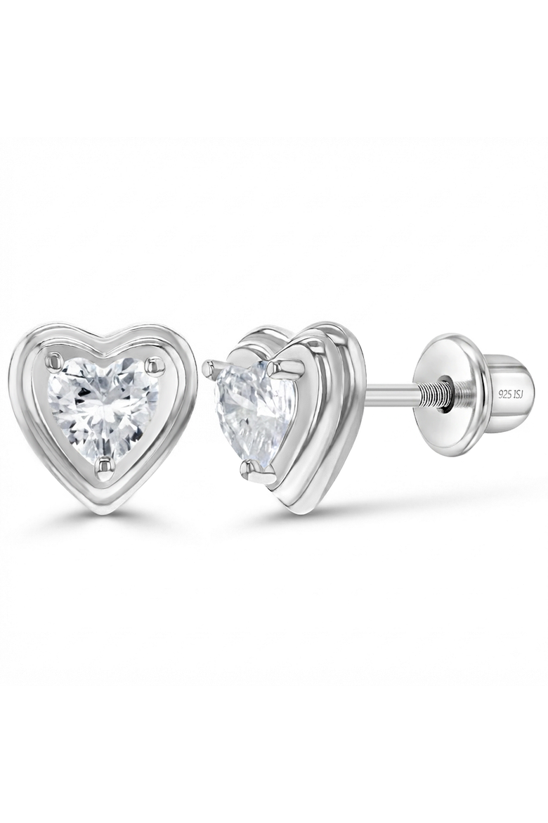 Elevated Heart Girl Earrings, Main, color, Silver
