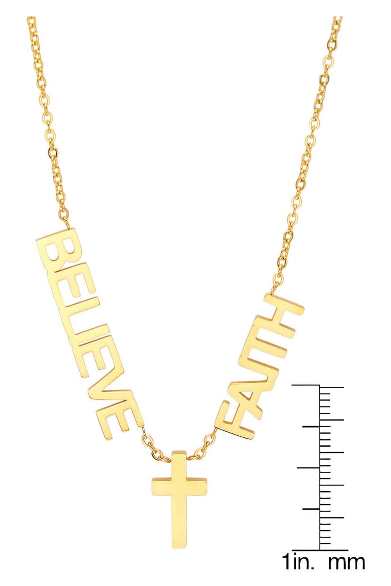 18k Gold Plated Believe & Faith Pendant Necklace, Alternate, color, GOLD
