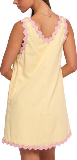Calliope Rickrack Trim Cotton & Linen Minidress