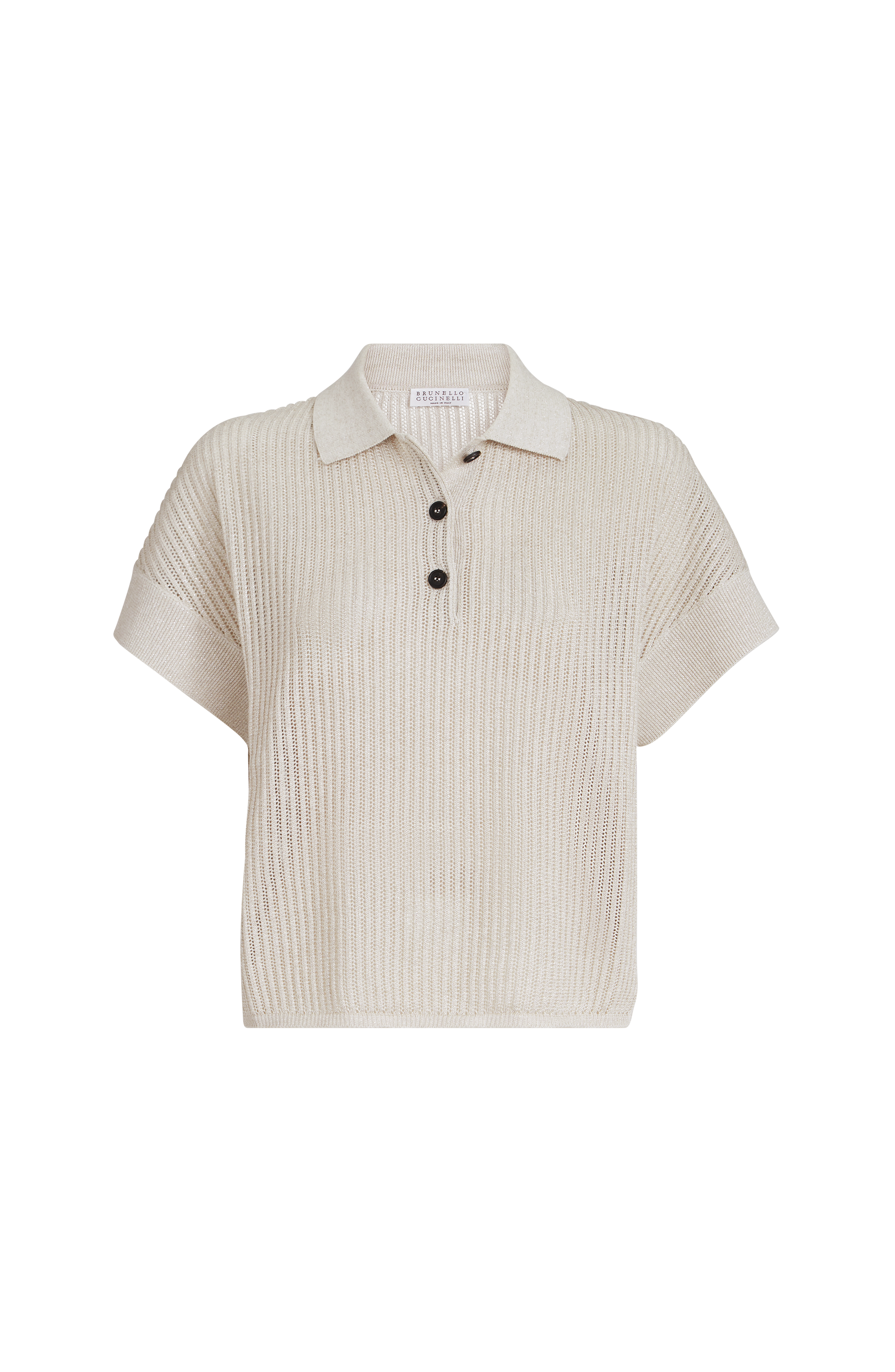 Ribbed net polo shirt - image 2