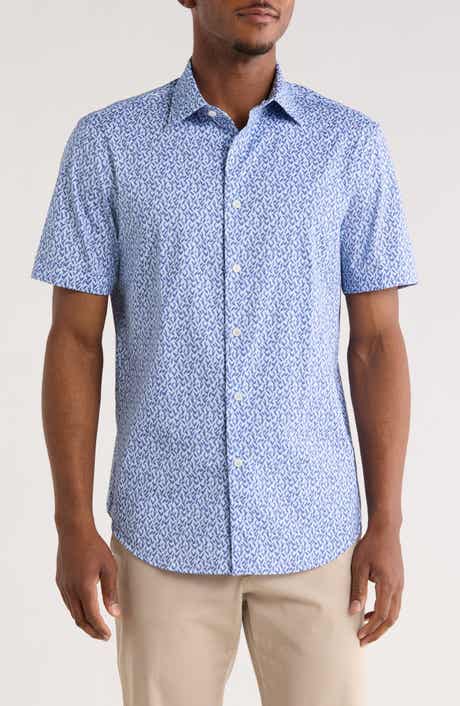 Bugatchi Geometric Short Sleeve Woven Button-Up Shirt