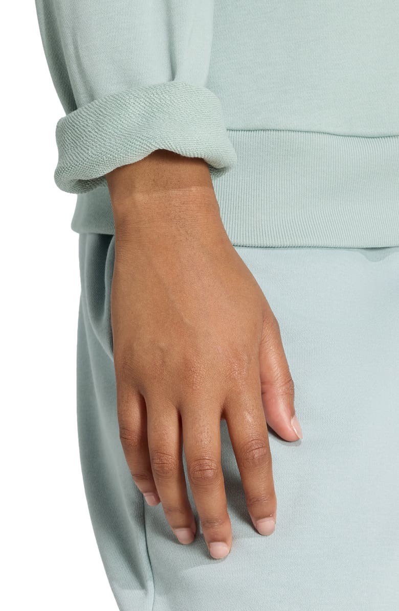 adidas French Terry Quarter Zip Sweatshirt, Alternate, color, Wonder Sage/ White