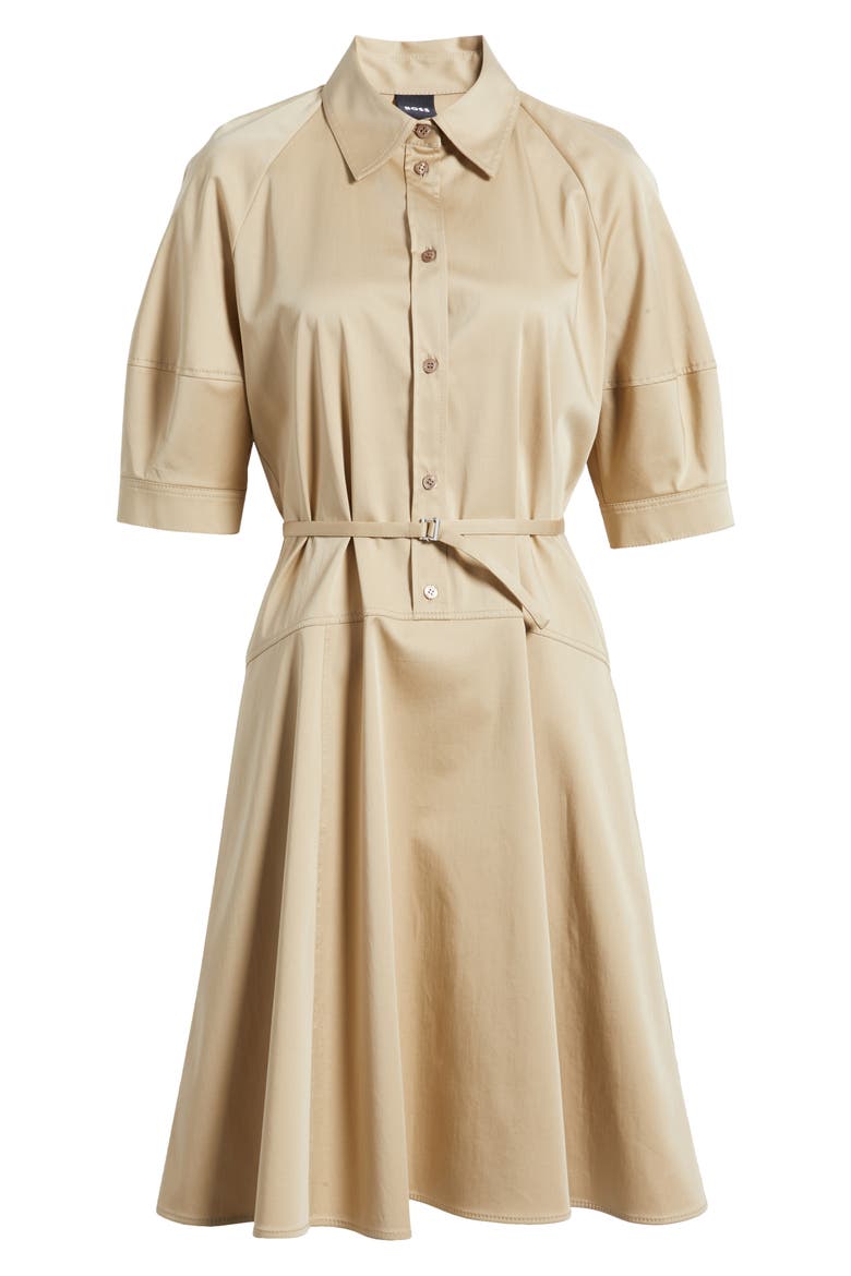 Delaurena Stretch Cotton Shirtdress, Alternate, color, MED BGE
