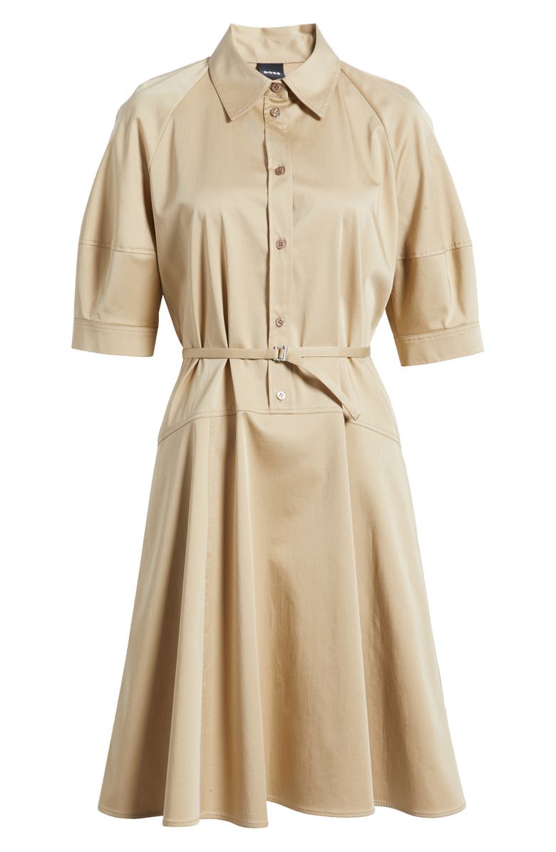BOSS Delaurena Stretch Cotton Shirtdress, Alternate, color, Light Beige