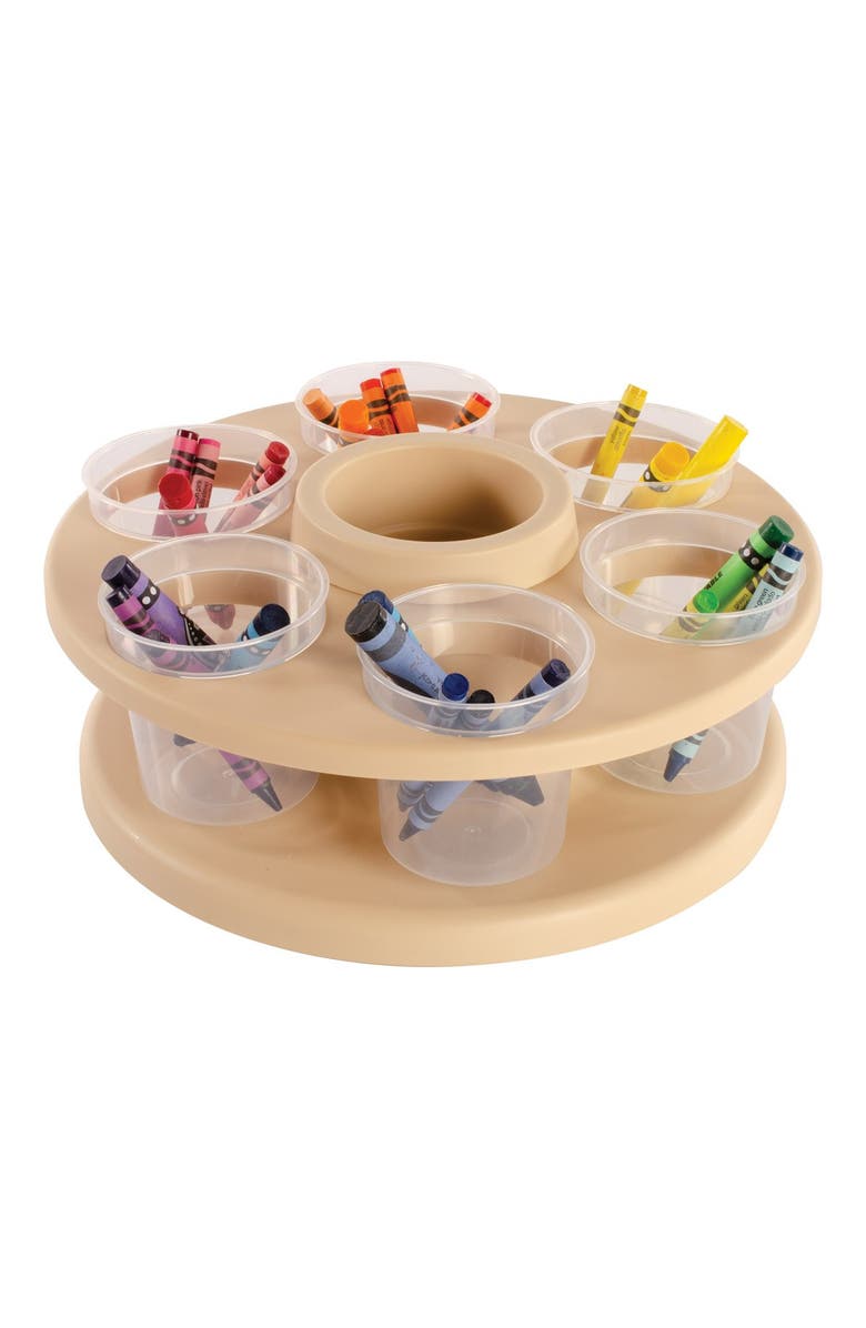 Kaplan Early Learning Company Spinning Tabletop Art Storage, Alternate, color, Beige