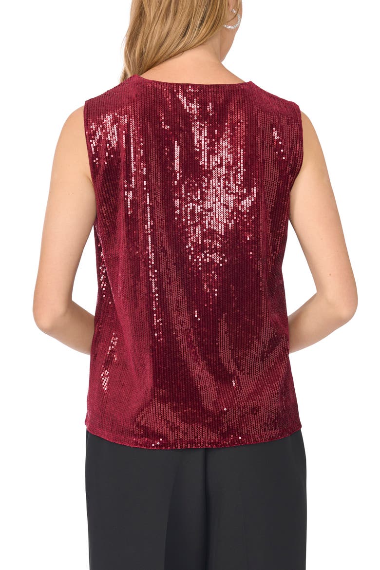 Asymmetrical Neck Sequin Top, Alternate, color, EARTH RED