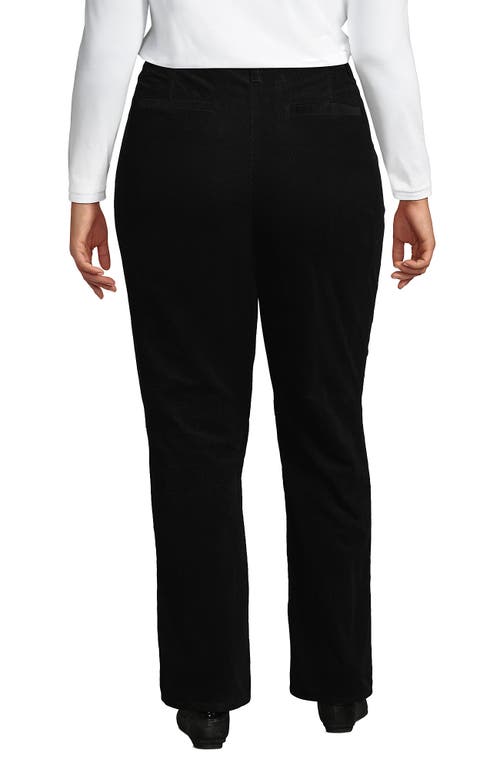 Lands' End Plus Size Corduroy High Rise Rail Straight Leg Pants In Black