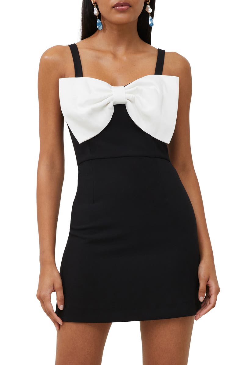 French Connection Whisper Bow Cocktail Dress, Alternate, color, Winter Whi