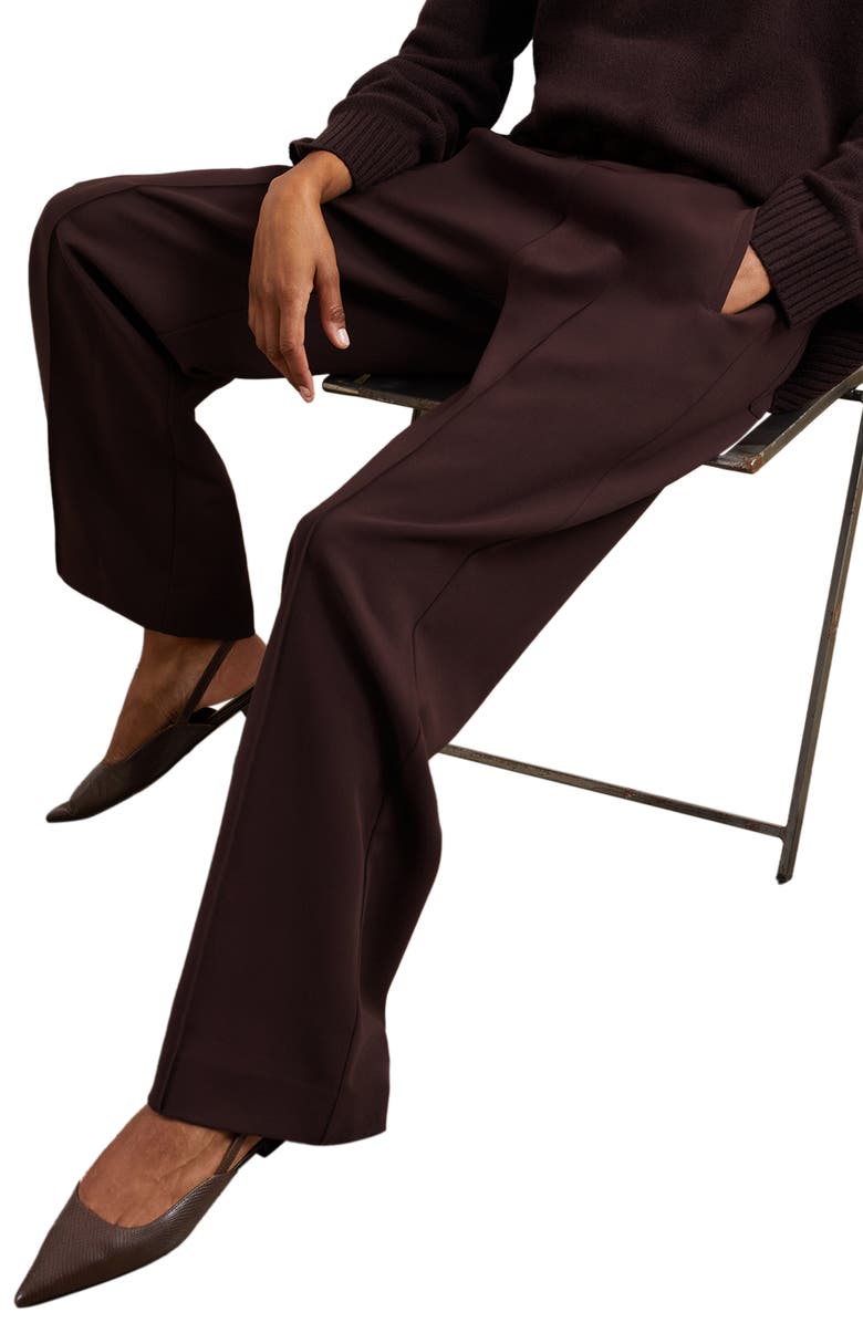 Reiss Robyn Pleated Wide Leg Pants, Alternate, color, Burgundy