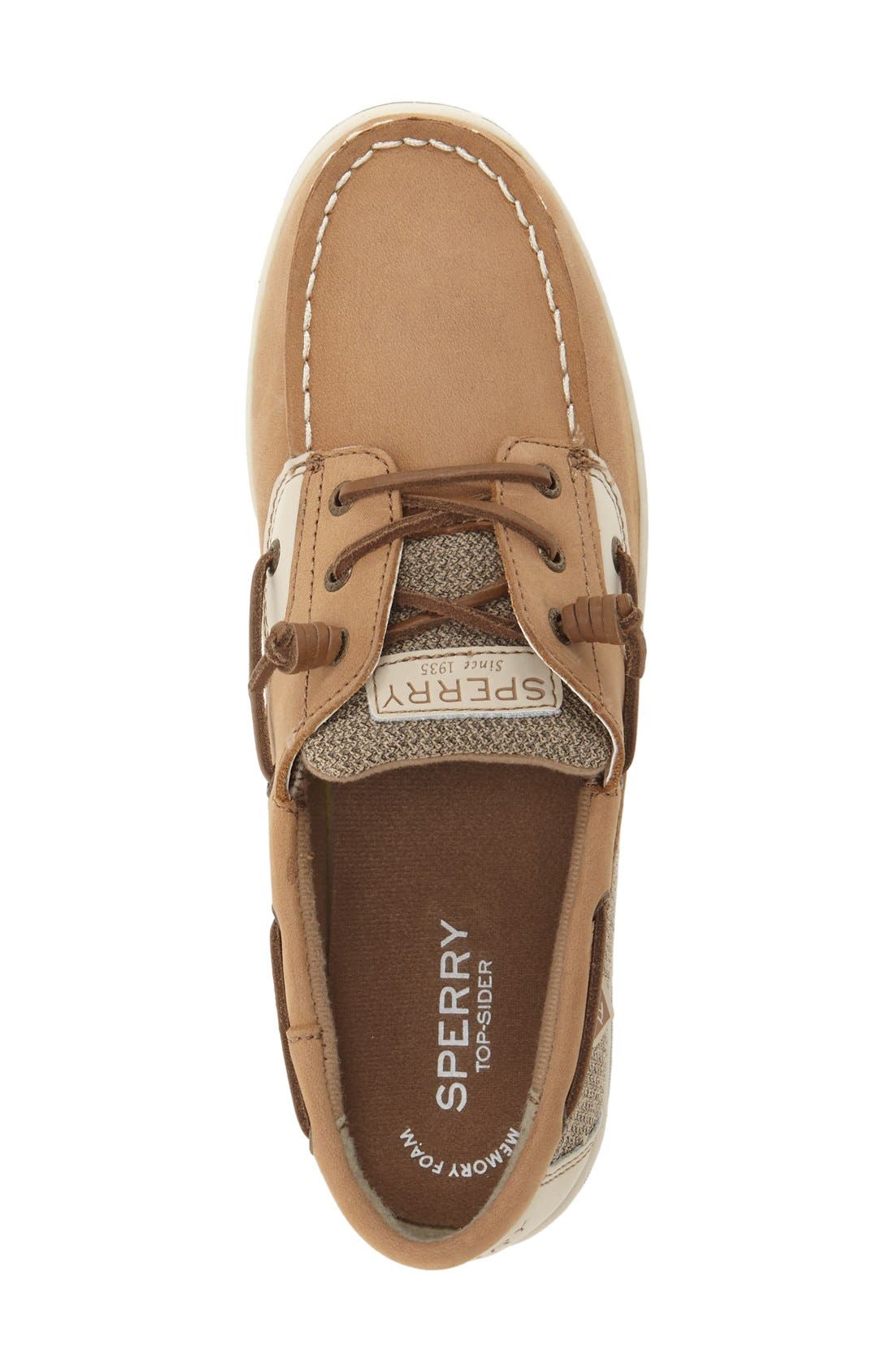 Sperry Kids 'Songfish' Boat Shoe, Alternate, color, LINEN/ OAT LEATHER