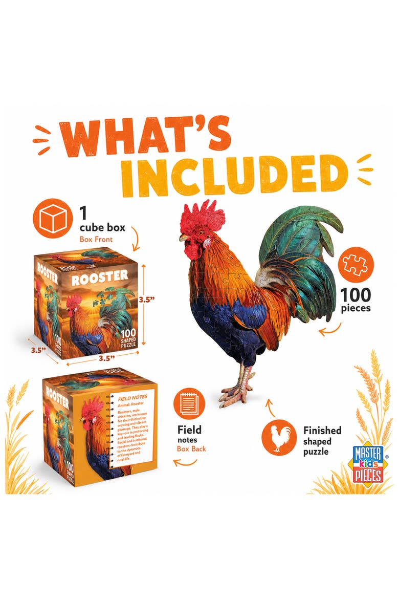 Rooster 100 Piece Shaped Jigsaw Puzzle, Alternate, color, Multicolor